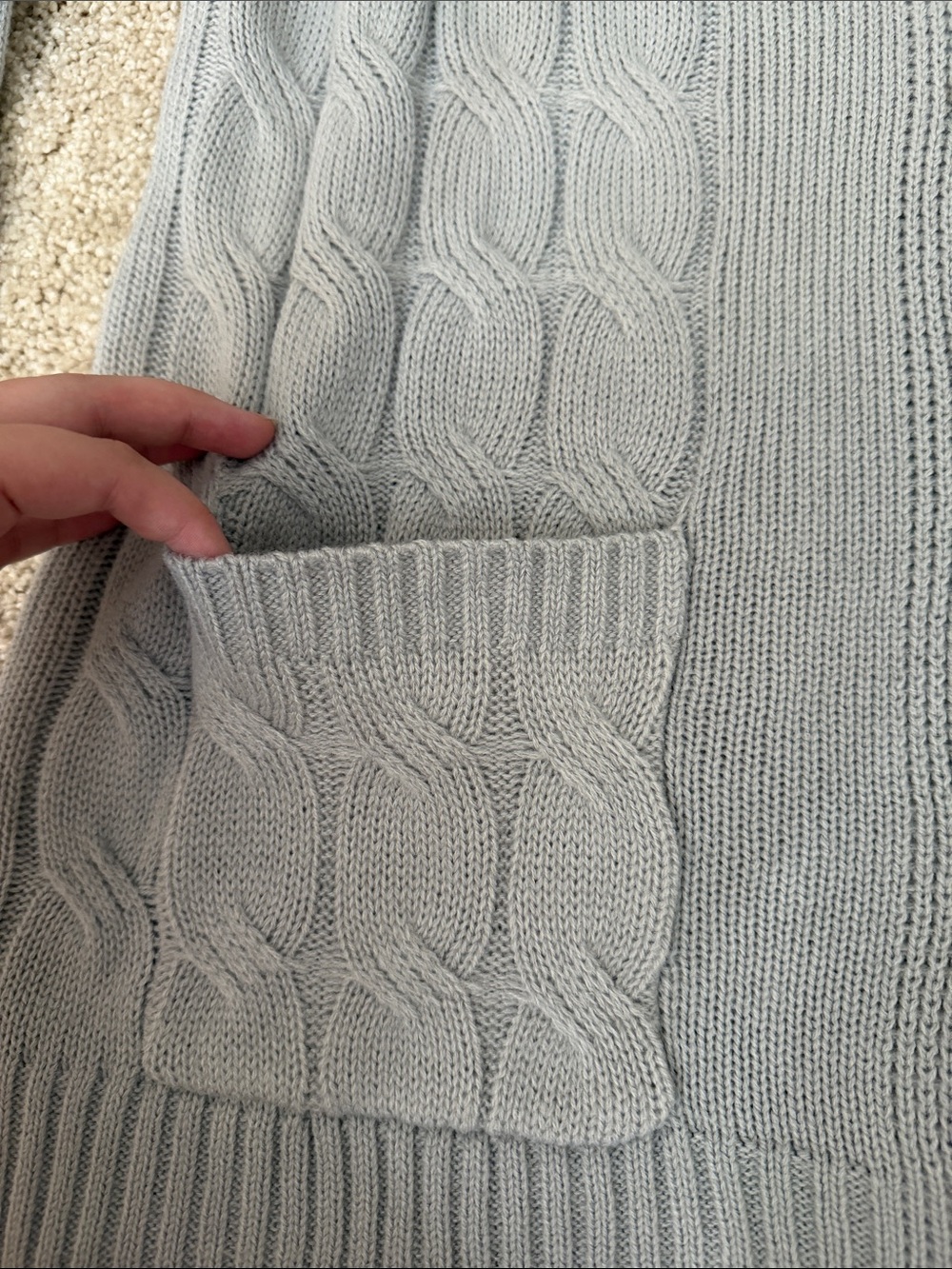 SHEIN Light Gray Cable Knit V-Neck Button Front Cardigan - Picture 9 of 9